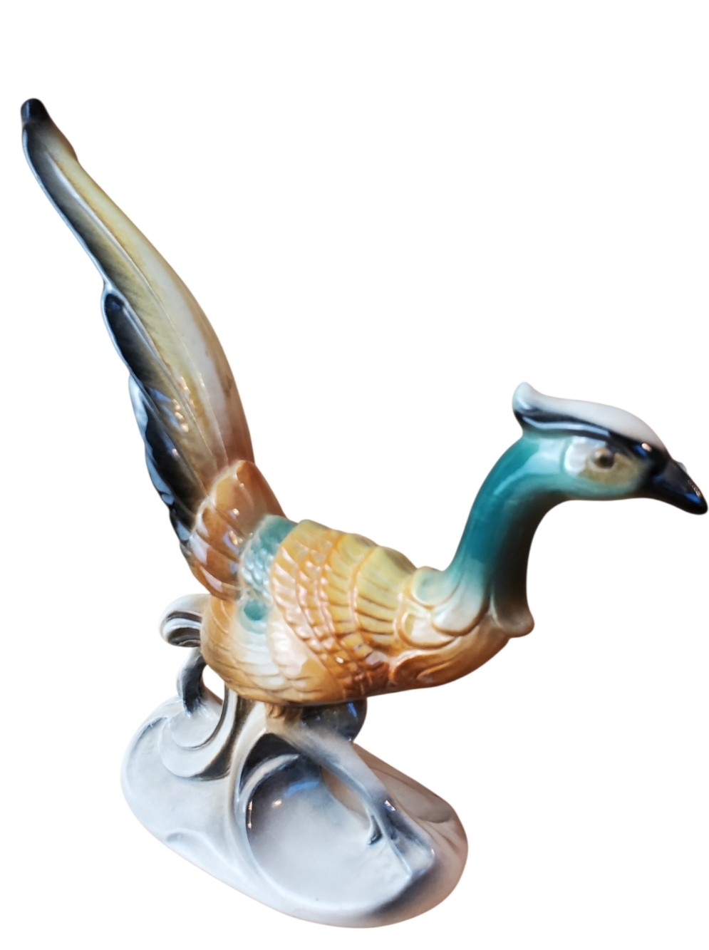 Vintage Royal Copley Hand-Painted Pheasant Bird Ceramic Figurine Art MCM